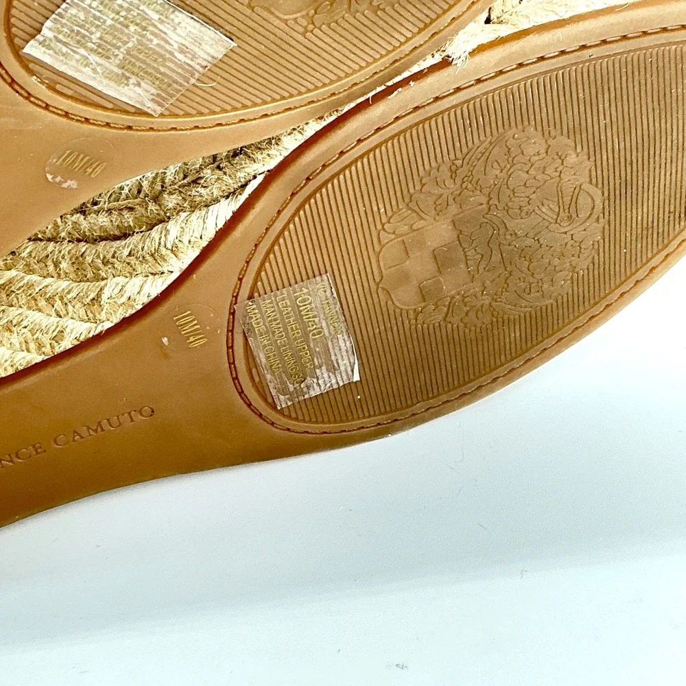 Vince Camuto Size 10 Tan Suede‎ Lace Up Espadrille Wedge Sandals NEW Tannon $159